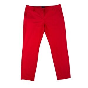 Express Columnist Ankle Trousers Engine Red Straight Leg 10R Slash Pockets